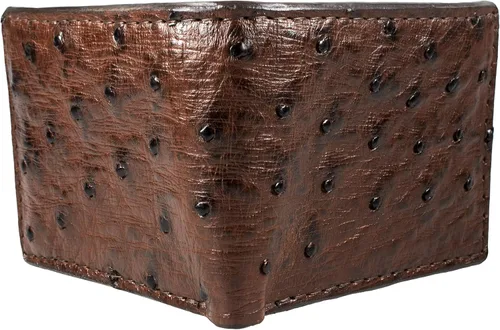 Miniatura 3 de Paquete Cinturón y Cartera de Piel de Avestruz Genuina Exótica Color Marrón