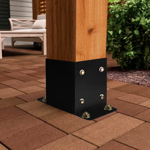Miniatura 8 de Base de poste de 4 x 4, 4 piezas, tamaño interior de 3.6 x 3.6 pulgadas, soportes de poste de metal resistente con recubrimiento en polvo negro