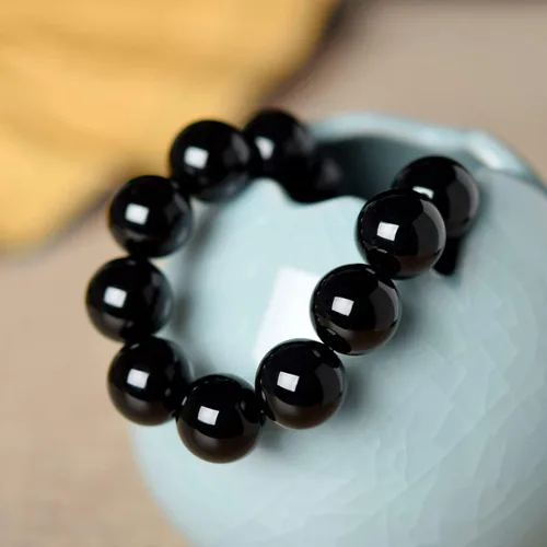 Miniatura 6 de Dczosily Pulsera de ónix natural para hombres y mujeres, hecha a mano, pulsera elástica con cuentas de ágata de cristal, joyería curativa