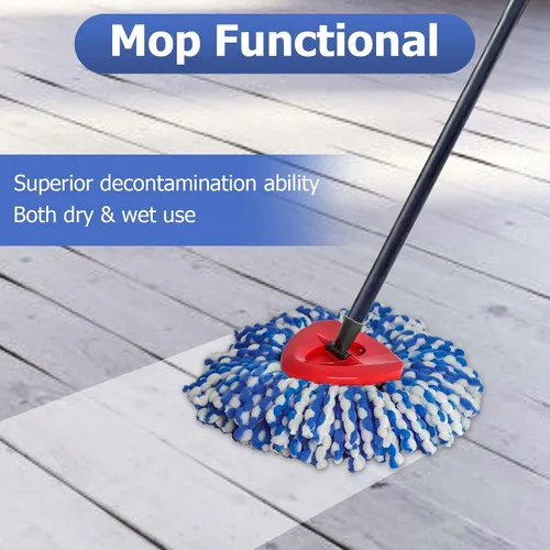 Miniatura 6 de Cabezal de repuesto para trapeador giratorio, paquete de 4 repuestos de fregona RinseClean compatibles con mopa giratoria O-Cedar, mopa de Azul