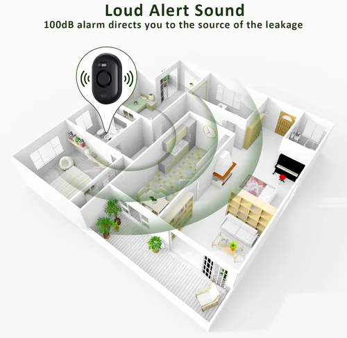 Miniatura 4 de Detector de fugas de agua Sensor de alarma: Monitor de inundación de agua en el hogar, Monitoreo inteligente de desbordamiento de fregadero Alerta