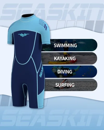 Miniatura 5 de Seaskin Traje de neopreno para niños y niñas de 0.118 pulgadas (0.118 in), con cremallera en la espalda, trajes térmicos para natación, buceo, surf