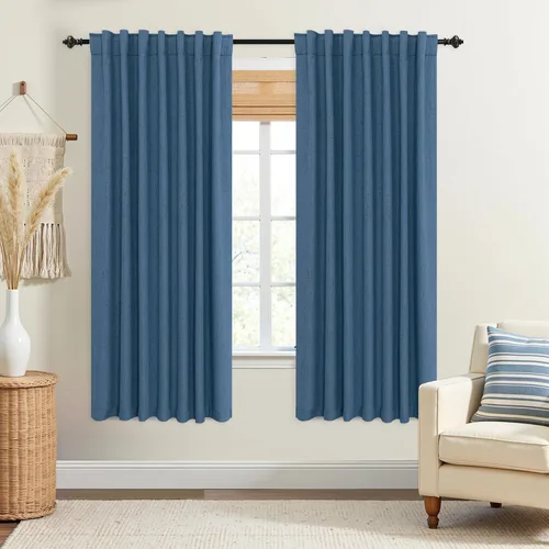 Miniatura 115 de KOUFALL - Cortinas de medio estilo francés de lino para ventana, juego de 2 cortinas cortas de 40 pulgadas de longitud, para privacidad, cortinas