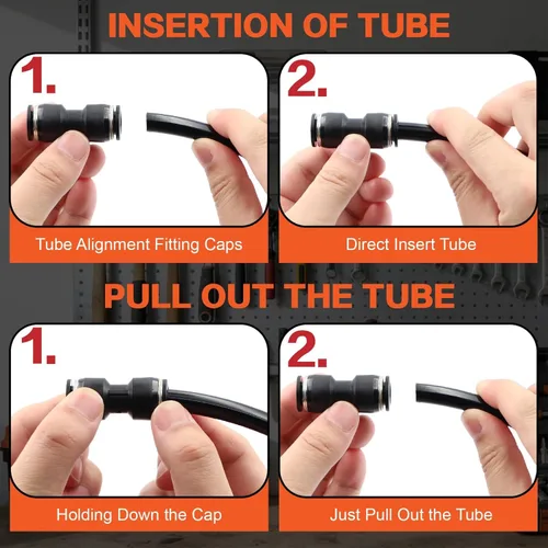 Miniatura 6 de Kit de accesorios de aire de empuje para conectar, 180 piezas, imperial de 1/8", 1/4", 5/16", 3/8", 1/2" y métrico 4,6,8,10,12 in surtido neumático