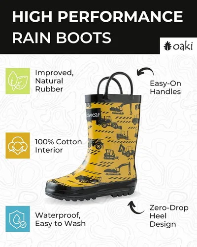 Miniatura 2 de OAKI Botas de lluvia de goma impermeables para niños con asas fáciles de poner