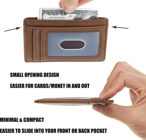 Miniatura 4 de Cartera Chelmon Slim RFID - Cartera de bolsillo frontal minimalista para tarjetas de crédito delgadas