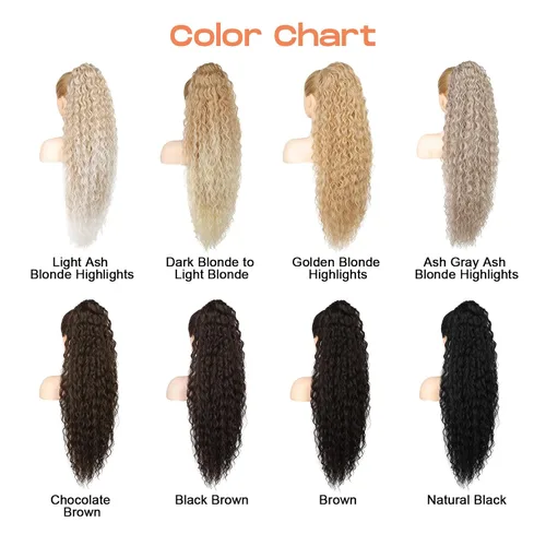 Miniatura 8 de SEIKEA Extensión de cola de caballo, cola de caballo falsa de 22" larga, ligera, rizada natural completa con cordón, extensión de cabello