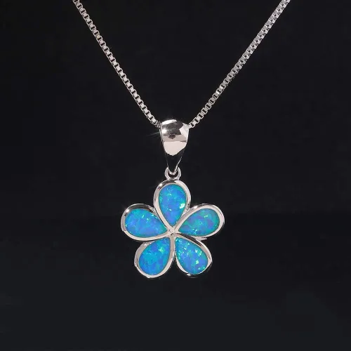 Miniatura 4 de CiNily Collar con colgante de hoja de ópaloflor para mujer, chapado en plata, regalo de joyería