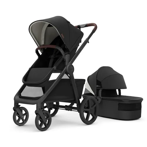 Miniatura 10 de Mompush cochecito estándar de tamaño completo, plegable en un solo paso, asiento con orientación delantera o trasera para niños, cesta de fácil Negro