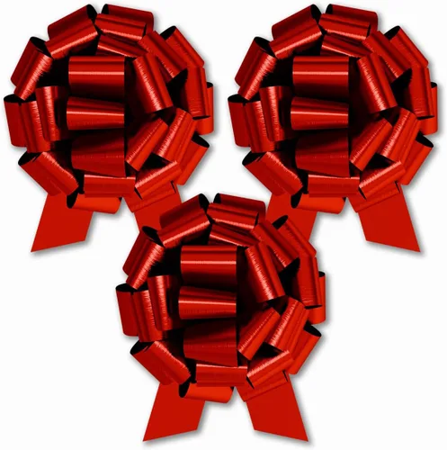 Miniatura 34 de Lazo de regalo grande azul de 12 pulgadas, lazo metálico con cuerda de tirar perfecto para envolver regalos, grandes presentes, autos, bicicletas