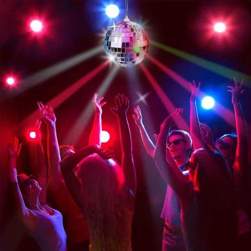 Miniatura 6 de ArtCreativity Bola de discoteca de espejo de 4 pulgadas, bola de discoteca plateada con cuerda para colgar para fiestas, cumpleaños y bodas