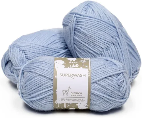 Miniatura 51 de 100% lana pura Superwash de Alpaca Warehouse, juego de 3 madejas (150 gramos) de peso DK - Procedencia directa de Perú - Celestialmente suave