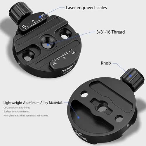 Miniatura 2 de Haoge Convertidor de adaptador Boss hembra a macho con abrazadera de liberación rápida compatible con Arca Swiss de 2.283 in para trípode Manfrotto