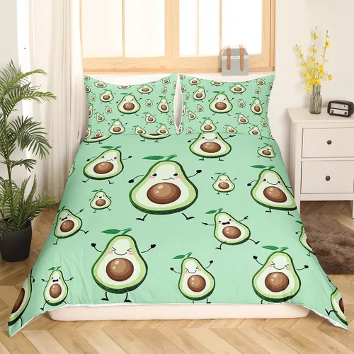 Miniatura 7 de Erosebridal Juego de funda de edredón con diseño de hojas y mono para niños, funda de edredón de animales divertidos, tamaño individual para niños