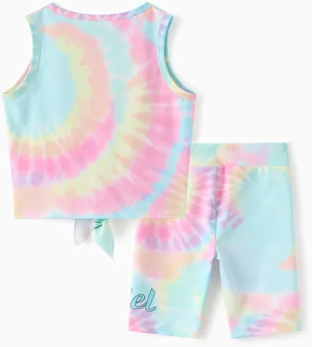 Miniatura 7 de Disney Stitch, Frozen, Minnie Mouse, Princesa, Winnie Tank Top+Shorts Dolphin para niñas, conjunto deportivo de entrenamiento de verano