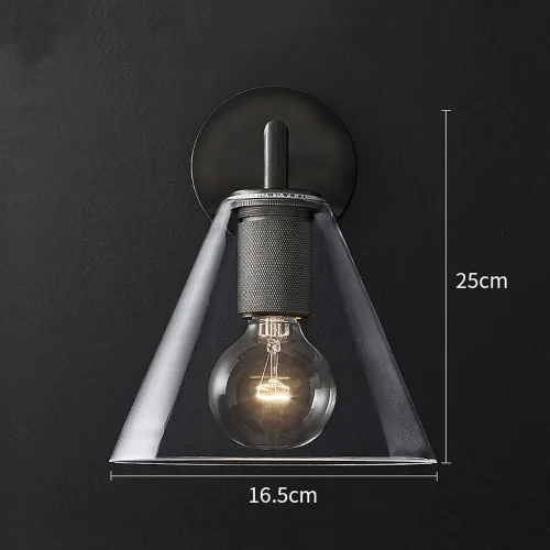 Miniatura 3 de Lámpara de pared industrial vintage para tocador con embudo de vidrio transparente, lámpara retro de metal montado en la pared E27, accesorios