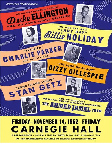 Miniatura 8 de Charlie Parker, Billie Holiday, Dizzy Gillespie, Ahmad Jamal, Stan Getz - Arte de pared afroamericano - Decoración de historia negra - Imagen