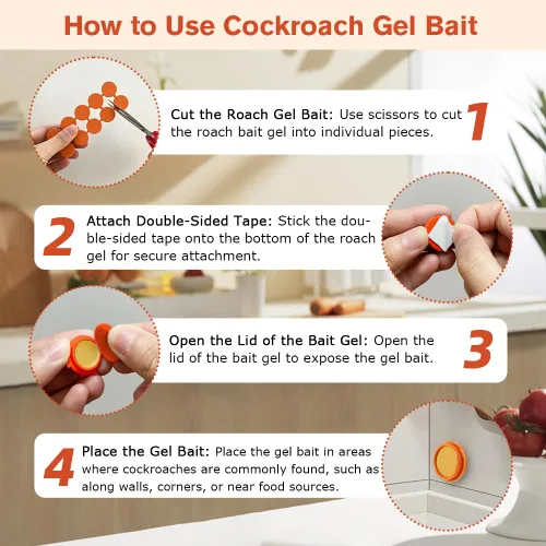 Miniatura 5 de Paquete de 80 cebo de gel para cucarachas, solución de infestación de cebo de gel de cucaracha altamente eficaz, mata cucarachas de acción rápida