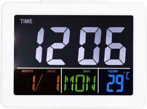Miniatura 5 de TOPINCN Reloj despertador digital LCD, despertador digital de viaje, calendario digital, despertador, reloj de día para dormitorio, demencia