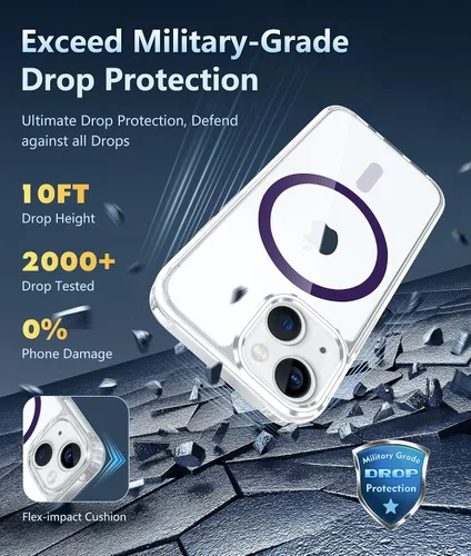Miniatura 119 de FNTCASE Funda para iPhone 13 Pro-Max: Fundas magnéticas transparentes compatibles con Magsafe Slim anti amarillamiento protección contra caídas