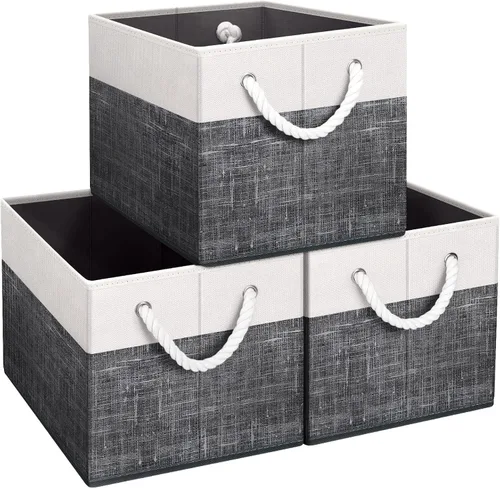 Miniatura 25 de Fab totes Contenedores de almacenamiento [2 unidades], cestas de almacenamiento plegables para organizar juguetes, libros, estantes, armario, caja
