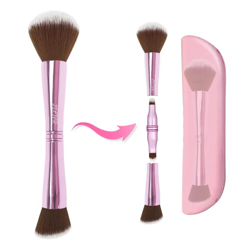 Miniatura 15 de Jilier Juego de brochas de maquillaje 4 en 1 con soporte para brochas de maquillaje de viaje, brochas de maquillaje de viaje con estuche, brochas