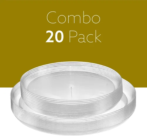 Miniatura 8 de PLASTICPRO - Platos de plástico transparente para fiesta, platos desechables elegantes y pesados de alta calidad (20, transparente)