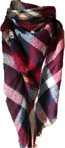 Miniatura 38 de Wander Agio - Bufanda envolvente con diseño a cuadros o triangular para mujer, cálida y larga, de punto, sensación de cachemira, chal