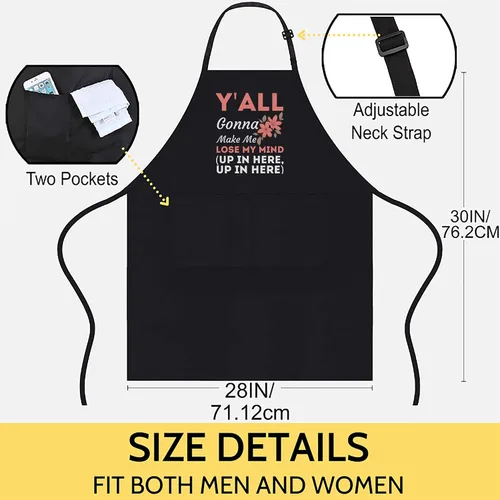 Miniatura 2 de Y'all Gonna Make Me Lose My Mind Funny Mom Mother's Day T-Shirt Birthday - 1Size fits All Men Women Apron Workwear Aprons