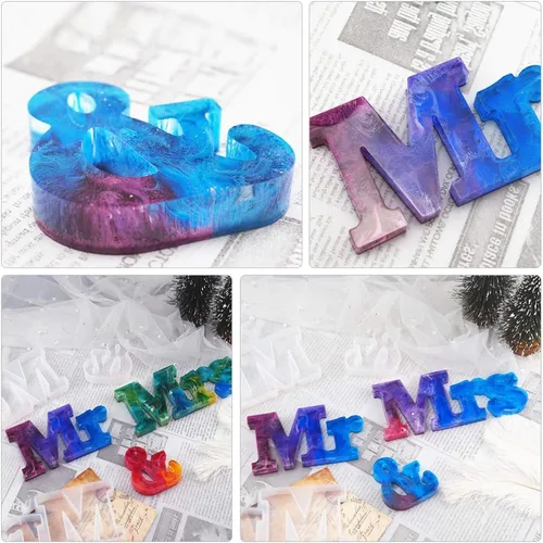 Miniatura 4 de HEALLILY Molde de silicona con alfabeto de 7.83 x 3.34 pulgadas, flexible, reutilizable, para decoración del hogar, manualidades, resina epoxi