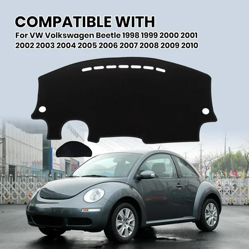 Miniatura 2 de Cubierta para tablero de salpicadero, alfombrilla para 1998-2010 VW Volkswagen Beetle (Negro con borde)