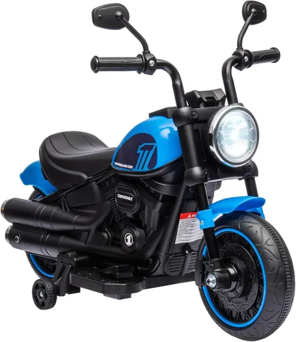 Aosom Motocicleta para niños con ruedas de entrenamiento, juguete de paseo de 6 V para niños de 18 a 48 meses, motocicleta a batería para niños con