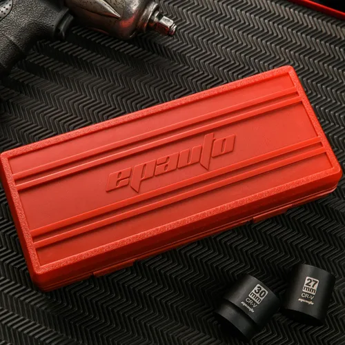 Miniatura 5 de EPAuto Juego de dados de impacto métricos poco profundos de 1/2 pulgada, Cr-V, 6 puntos, 14 dados