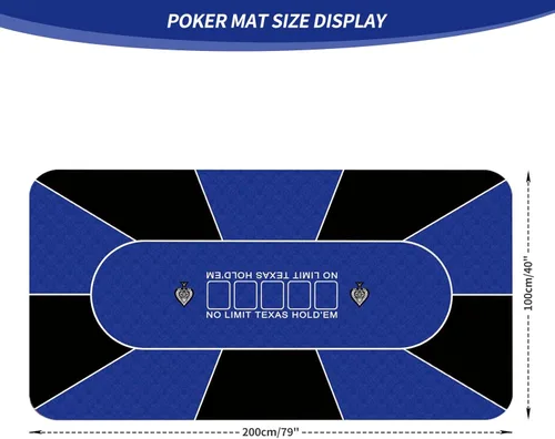 Miniatura 2 de nuveti 79 x 40 cartas de póquer plegables de Texas Poker con diseño de mesa, portátil, antideslizante, tapete de juego de mesa de goma suave y 79 X