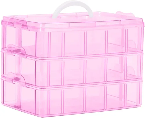 Miniatura 12 de Sooyee Contenedor de almacenamiento apilable de 6 capas, transparente, 60 compartimentos ajustables, compatible con juguetes pequeños, artes