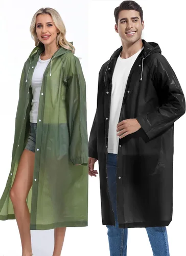 Miniatura 160 de 2 abrigos de lluvia de Borogo para adultos, chaquetas de lluvia reutilizables para hombres y mujeres