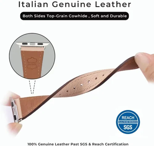 Miniatura 2 de HANDODO Italian Genuine Leather Band Women for Apple Watch Series 11 10 9 8 7 6 5 4 3 2 1 SE SE2 Ultra 2/3, SGS Certified Dressy Bracelet Cute Strap