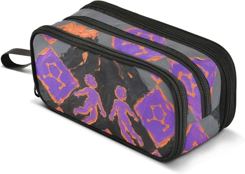 Miniatura 8 de Bolsas de lápices de nylon para niñas Géminis púrpura naranja negro gran capacidad estuche de lápices escuela papelería para mujer primaria estuche