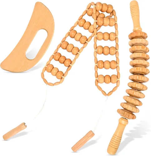 Miniatura 8 de Herramientas de masaje de terapia de madera, rodillo de masaje de madera, herramienta de drenaje linfático, rodillo de masaje muscular de madera