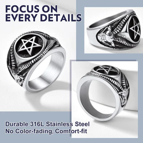 Miniatura 4 de Bandmax Anillos de calavera para hombre, de acero inoxidable, anillos de esqueleto de calavera para hombres y mujeres, anillos góticos punk