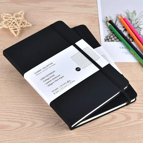 Miniatura 4 de Paquete de 2 cuadernos de tapa dura en espiral, cuadernos de papel rayados con rayas universitarias, cuaderno sujeto tamaño A5, 5.5 x 8.3 pulgadas