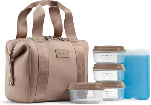 Miniatura 20 de Fit & Fresh Remi - Lonchera de neopreno para mujer, kit de preparación de comidas con recipientes y bolsa de hielo XL, material autoaislante similar