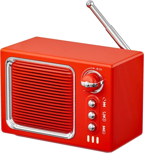 Miniatura 9 de Altavoz Bluetooth retro, mini altavoz Bluetooth inalámbrico portátil vintage con sonido de ruido blanco 5 W, sonido fuerte manos libres, llamada Rosa