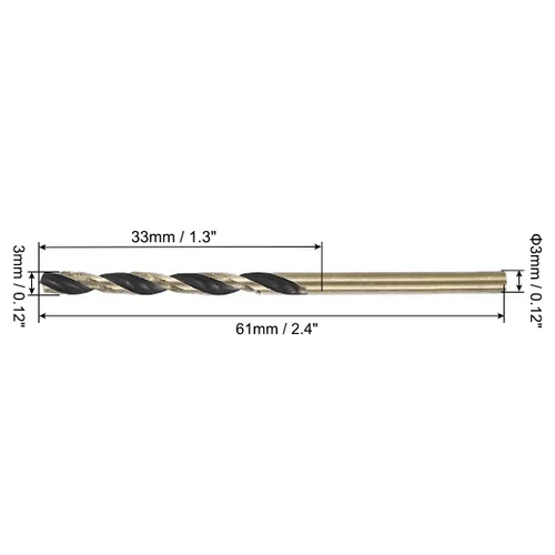 Miniatura 2 de uxcell 24 brocas de vástago recto, 0.118 in, titanio dorado y nitruro negro, acero de alta velocidad (HSS) 4341 con vástago de 0.118 in