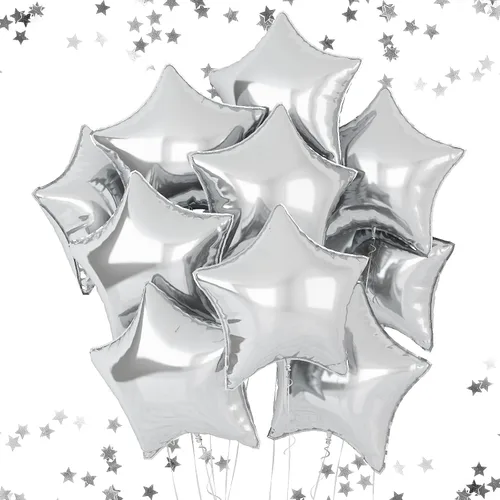 Miniatura 30 de Globos de estrellas rojas, azules y negras, globo de papel de aluminio de 18 pulgadas para helio, paquete de 10 globos rojos y azules, globo de Negro