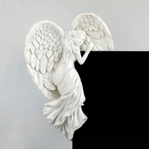 Miniatura 5 de Holiberty Decoración de marco de puerta de estatua de ángel, figura creativa de ángel en 3D, decoración de pared de mesa con alas