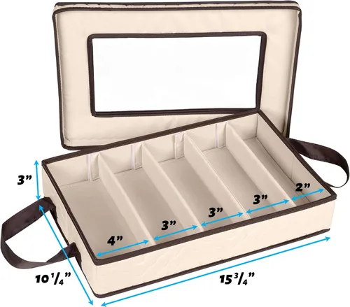 Miniatura 5 de Caja de almacenamiento para cubiertos - Resistente contenedor de almacenamiento para cubiertos de 5 compartimentos con tapa extraíble y asas fáciles