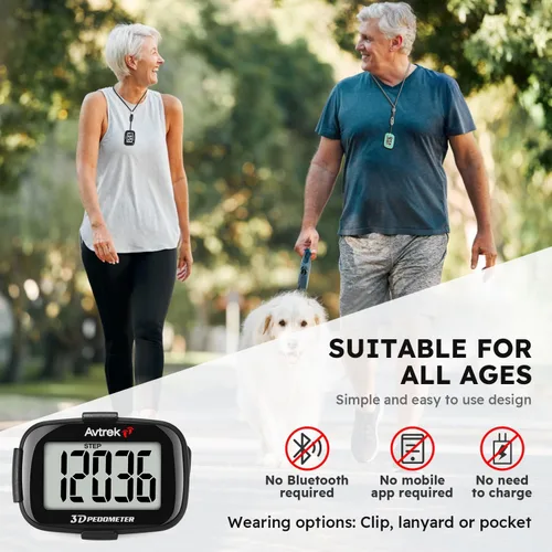 Miniatura 2 de AVTREK Contador de pasos 3D con clip con retroiluminación LED, podómetro de bolsillo para caminar actividades al aire libre, rastreador de fitness