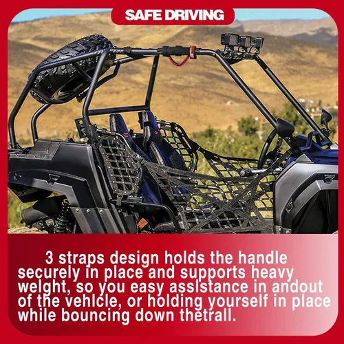 Miniatura 6 de Asas de agarre para barra antivuelco, correas triples para UTV, ATV, Polaris Ranger, RZR, XP900, 1000, Honda Pioneer Talon, Kawasaki, Wildcat Yamaha