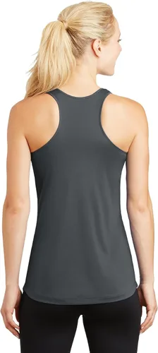 Miniatura 2 de SPORT-TEK Camiseta sin mangas con espalda cruzada para mujer PosiCharge, Gris hierro